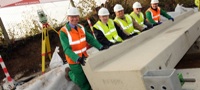 First busway beam laid in Dunstable (November 2011)