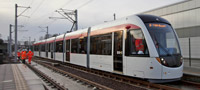 Edinburgh tram testing at Gogar (Dec 2011)