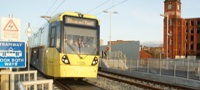 Test tram on Metrolink Oldham line