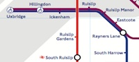 Map showing shared Piccadilly/sub-surface LU lines