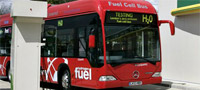 Hydrogen bus at BP refuelling point in Hornchurch, east London